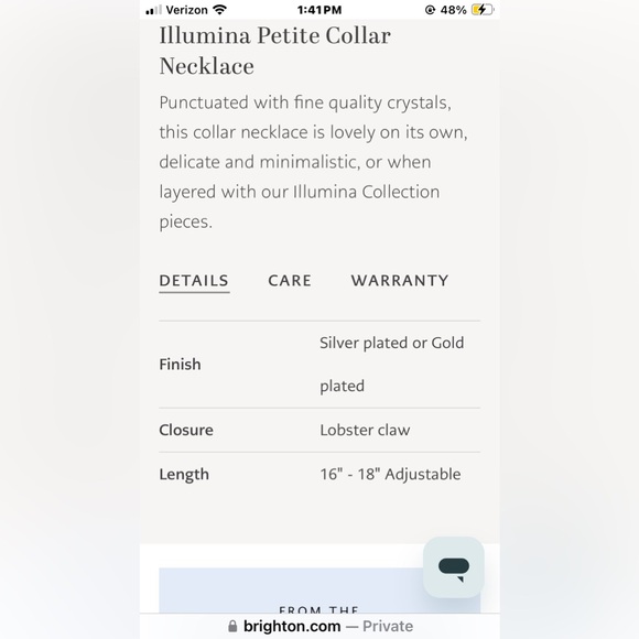 ❤️BRIGHTON ILLUMIA PETITE NECKLACE GOLD NWT - Picture 7 of 7